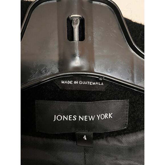JONES NEW YORK BLACK WOOL NYLON ALPACA FULL LENGTH WINTER OVER COAT SIZE 4 - Picture 4 of 5